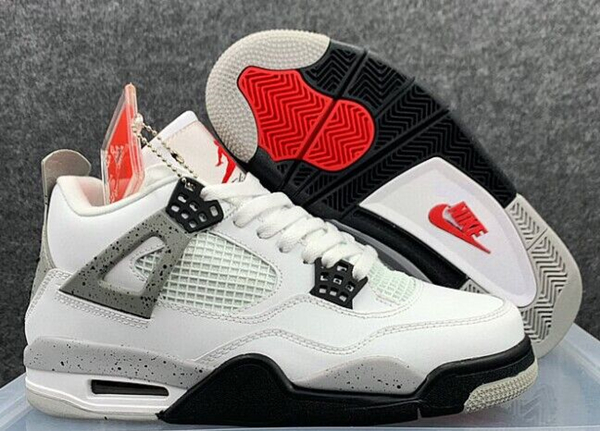 Men's Hot Sale Running Weapon Air Jordan 4 White/Black Shoes 0204